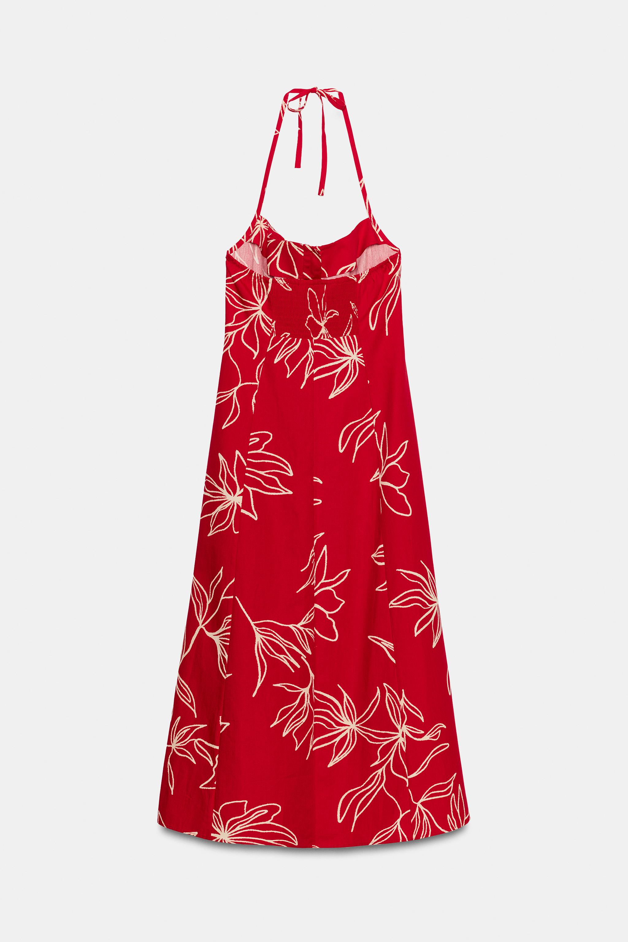 PRINTED POPLIN MIDI DRESS